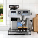 Coffee Machines & Accessories: Devanti Coffee Machine Espresso Latte Maker with Grinder Milk Frother Steam Wand