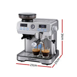 Coffee Machines & Accessories: Devanti Coffee Machine Espresso Latte Maker with Grinder Milk Frother Steam Wand