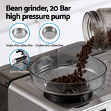 Coffee Machines & Accessories: Devanti Coffee Machine Espresso Latte Maker with Grinder Milk Frother Steam Wand