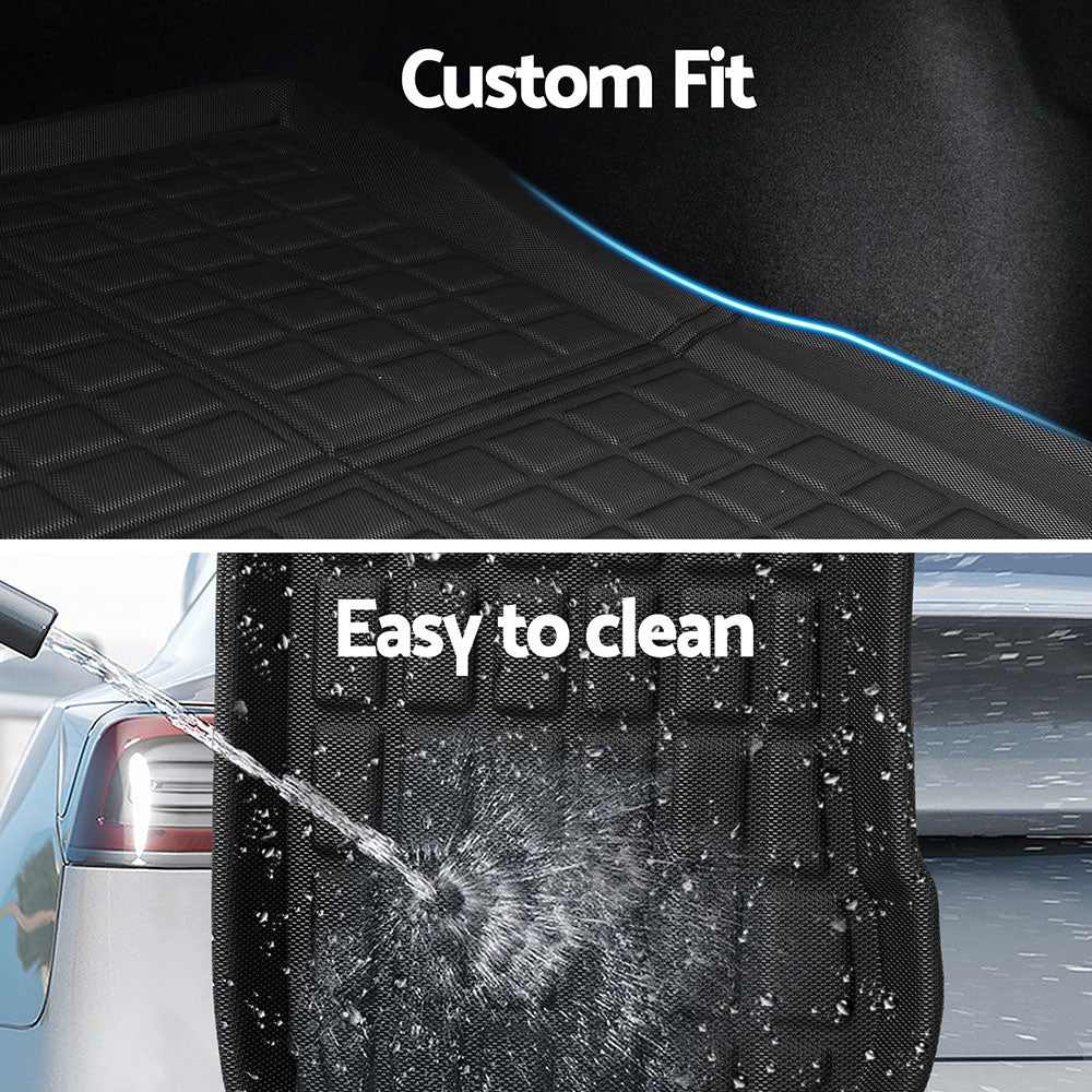 Automotive Decor: NEW Tesla Model 3 Highland 2024 Boot Liner Rear Frunk Cargo Trunk Mats Weisshorn