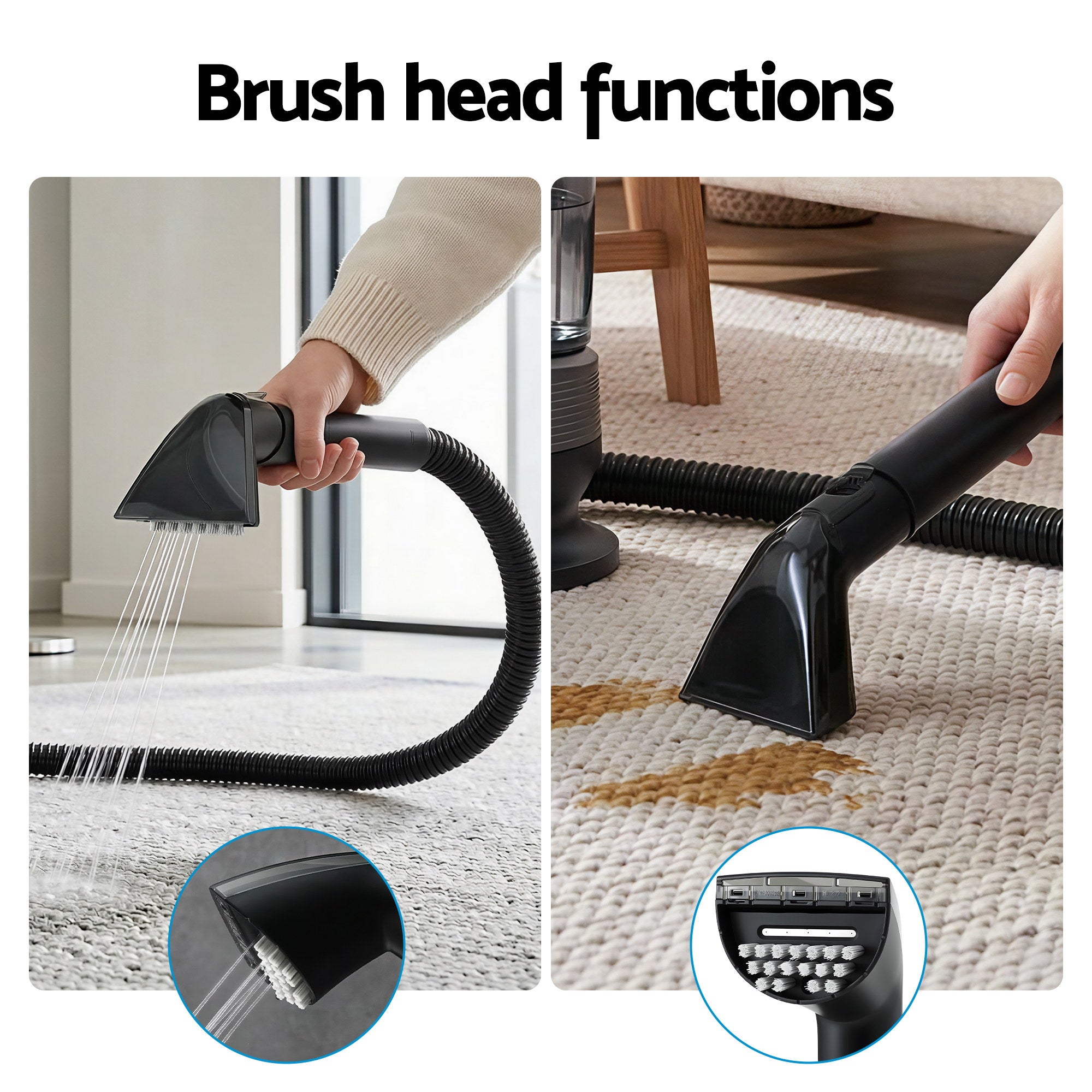 Devanti Carpet Washer Handheld Vacuum Cleaner 1700W 11kpa Rapid Heating Black