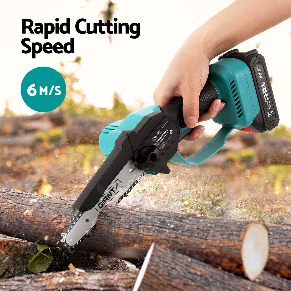 Chainsaws: Giantz 6" Mini Cordless Electric Chainsaw Rechargeable Wood Cutter
