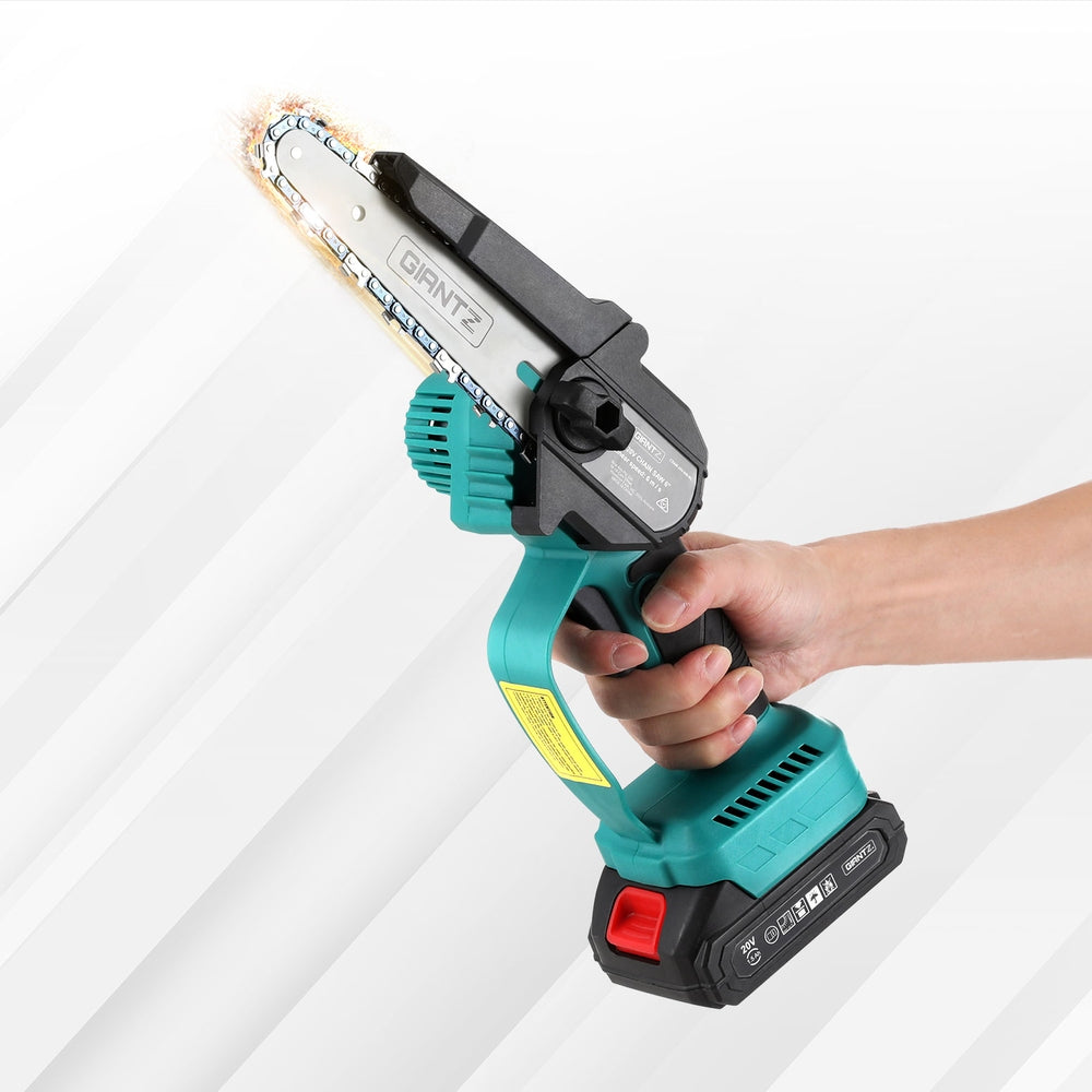 Chainsaws: Giantz 6" Mini Cordless Electric Chainsaw Rechargeable Wood Cutter