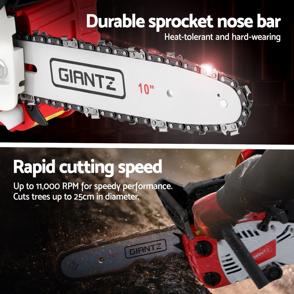Chainsaws: Giantz 25cc Petrol Chainsaw 10" Bar E-Start Tree Pruning Chain Saw
