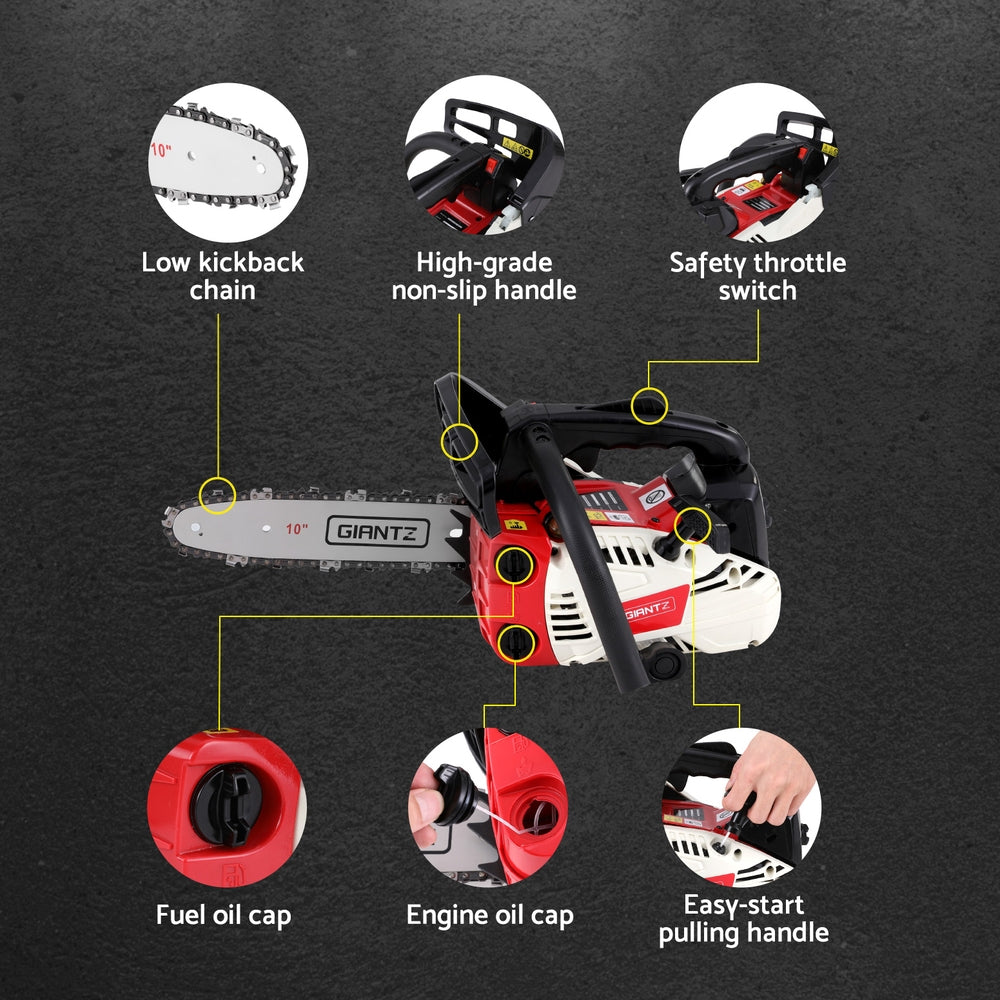 Chainsaws: Giantz 25cc Petrol Chainsaw 10" Bar E-Start Tree Pruning Chain Saw