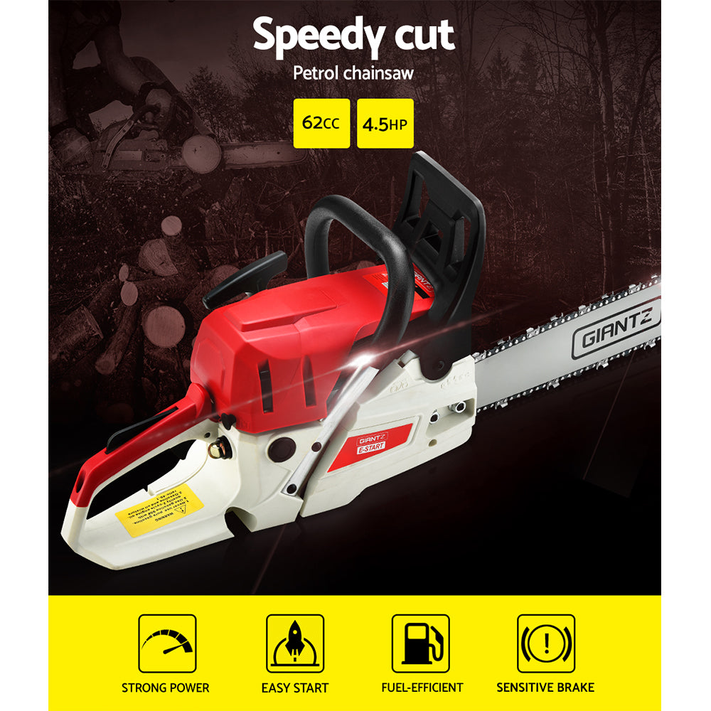 Chainsaws: Giantz 58cc Petrol Chainsaw 20 Inch Bar Chain Saw Tree Pruner 2 Stroke E-Start