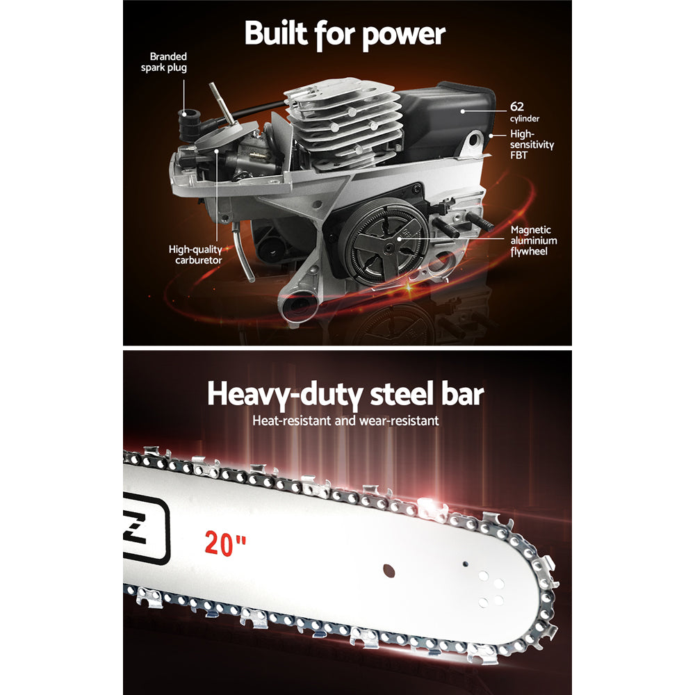 Chainsaws: Giantz 58cc Petrol Chainsaw 20 Inch Bar Chain Saw Tree Pruner 2 Stroke E-Start