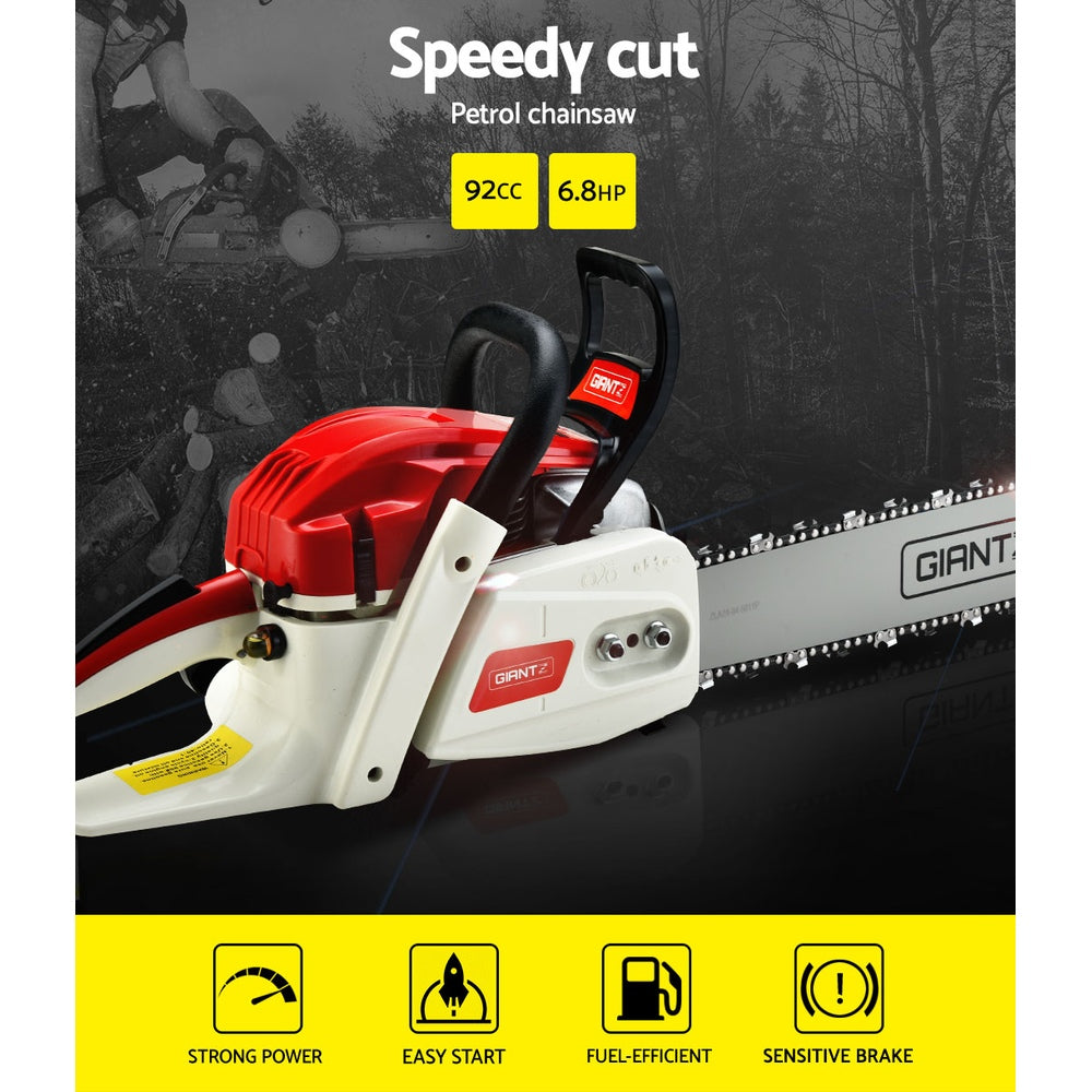 Giantz 65cc Petrol Chainsaw 24 Inch Bar Chain Saw Tree Pruner 2 Stroke E-Start
