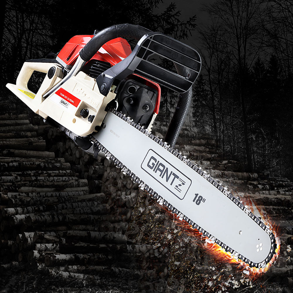 Chainsaws: Giantz Chainsaw Petrol 45CC 18" Bar Commercial E-Start Pruning Chain Saw