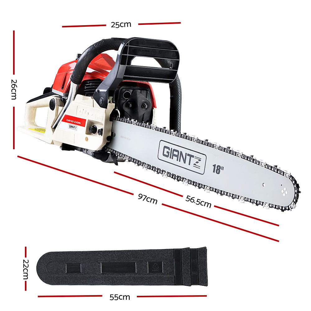 Chainsaws: Giantz Chainsaw Petrol 45CC 18" Bar Commercial E-Start Pruning Chain Saw