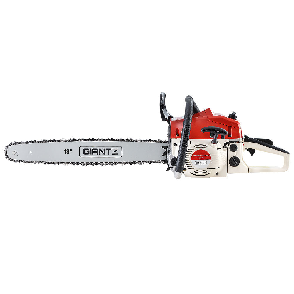 Chainsaws: Giantz Chainsaw Petrol 45CC 18" Bar Commercial E-Start Pruning Chain Saw