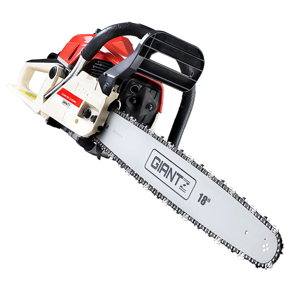 Chainsaws: Giantz Chainsaw Petrol 45CC 18" Bar Commercial E-Start Pruning Chain Saw