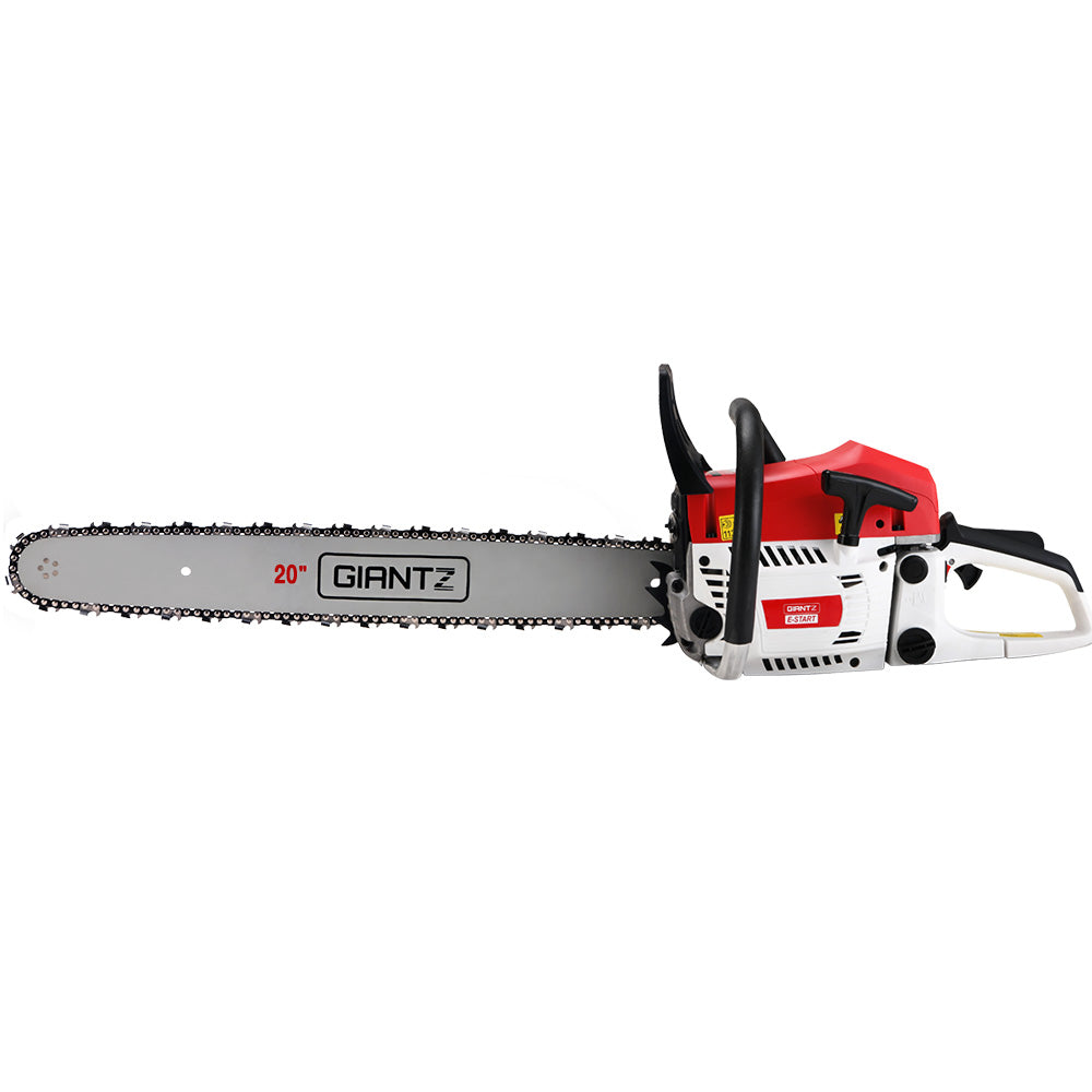 Chainsaws: Giantz Chainsaw Petrol 62CC 20" Bar Commercial E-Start Pruning Chain Saw Spark Plug