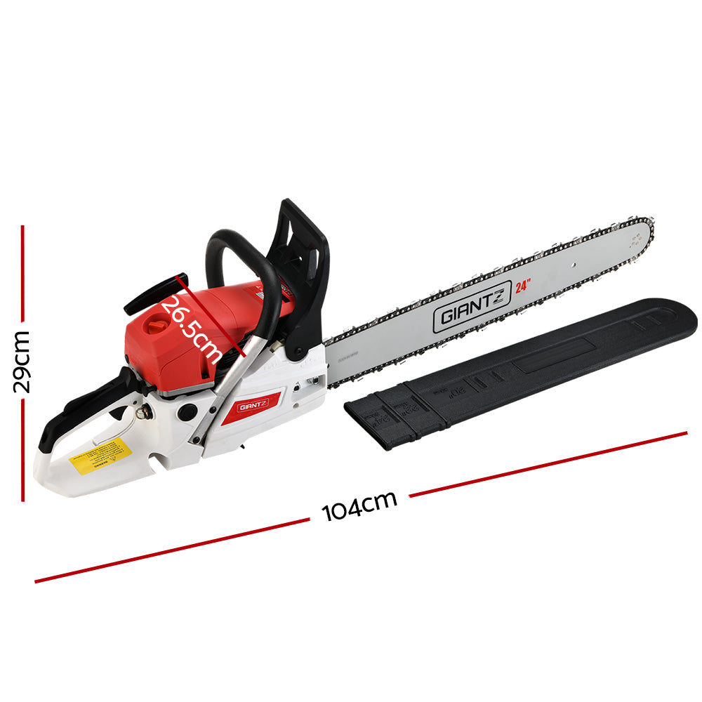 Chainsaws: Giantz 62cc Petrol Chainsaw 24 Inch Bar Chain Saw Tree Pruner 2 Stroke E-Start