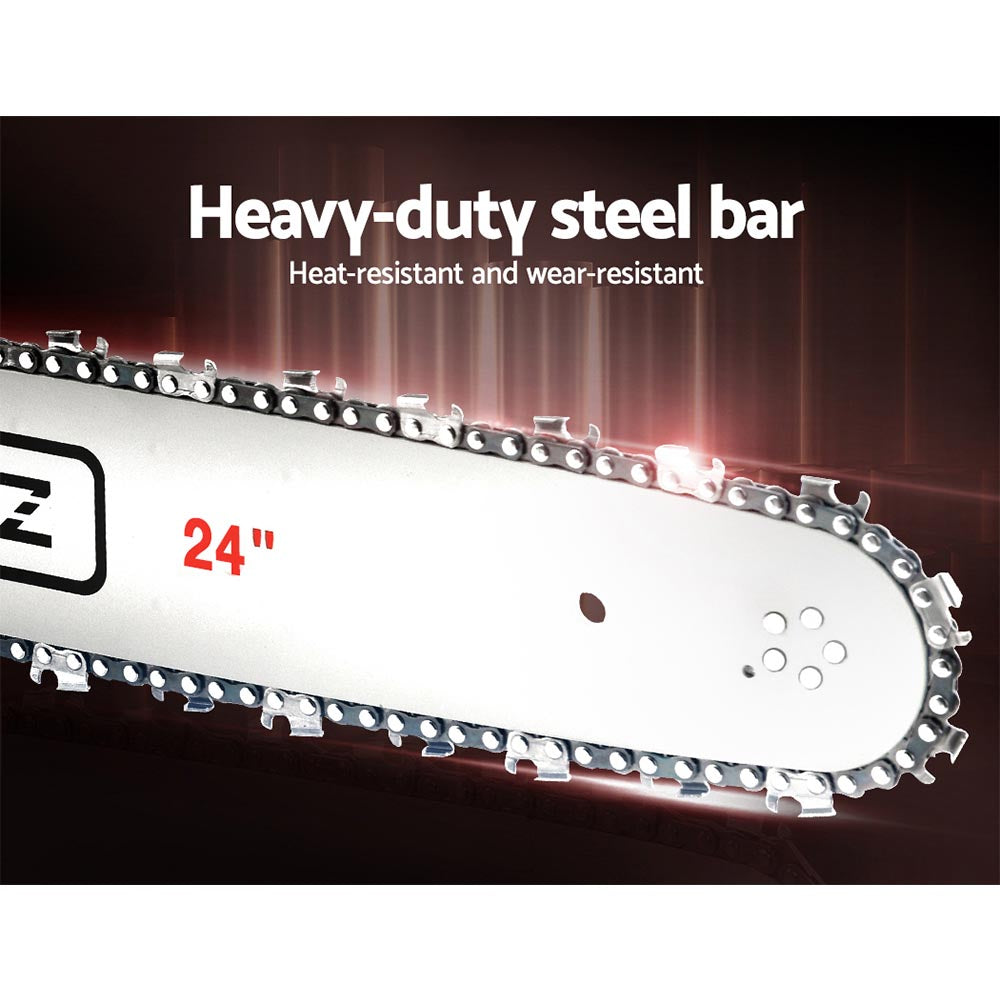 Chainsaws: Giantz 62cc Petrol Chainsaw 24 Inch Bar Chain Saw Tree Pruner 2 Stroke E-Start