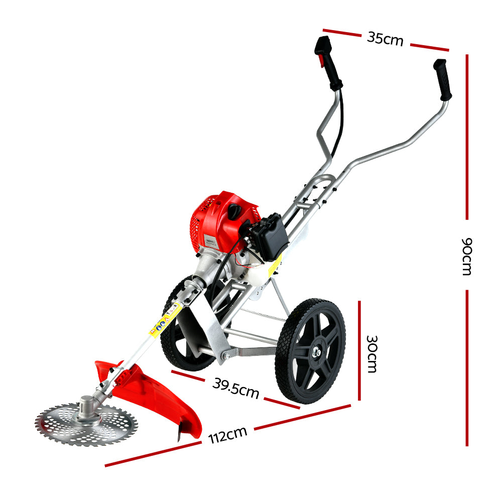 Chainsaws: Giantz 52cc Petrol Brush Cutter Whipper Saw Trimmer 2 Stroke 3-in-1 Wheel