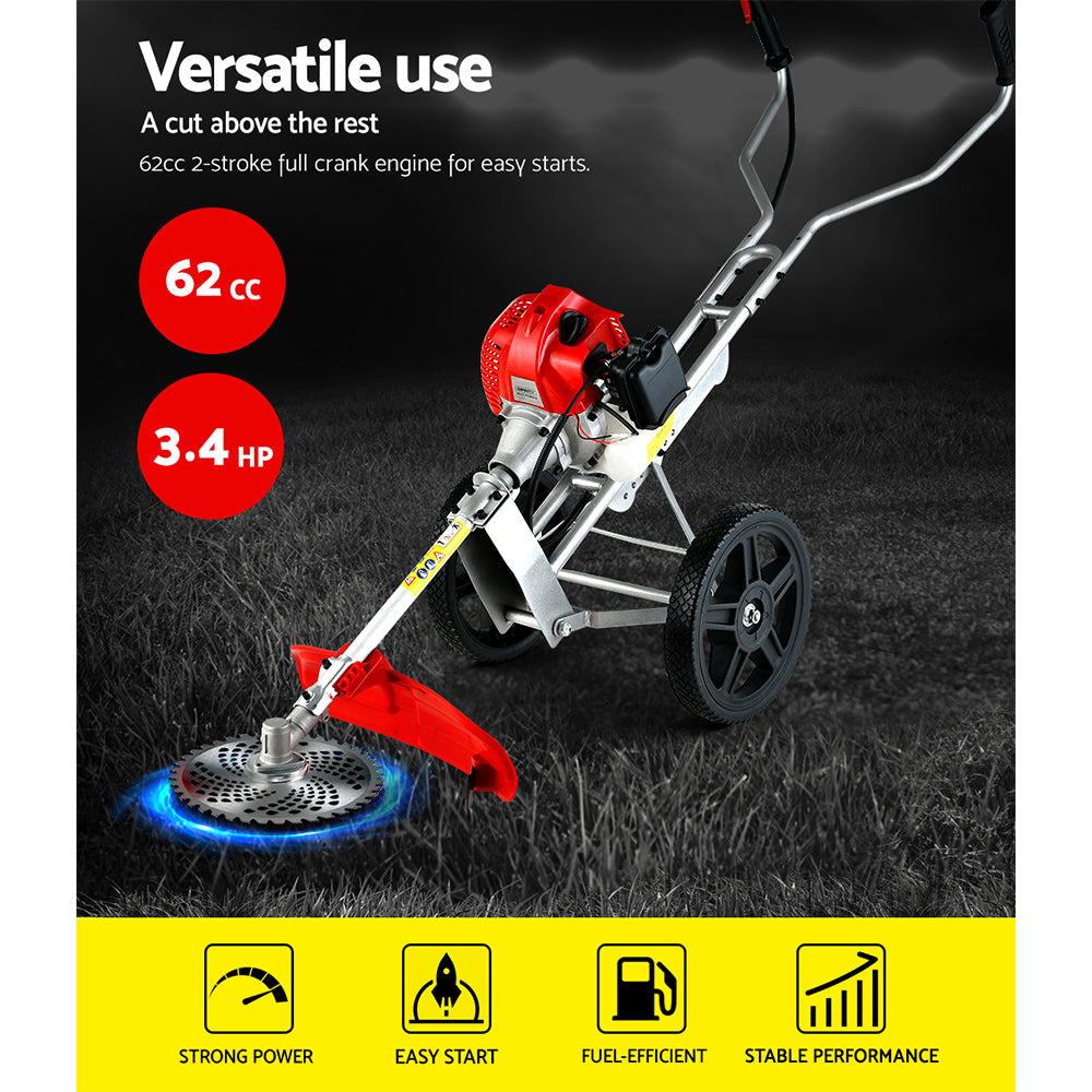 Chainsaws: Giantz 52cc Petrol Brush Cutter Whipper Saw Trimmer 2 Stroke 3-in-1 Wheel