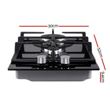 Devanti Gas Cooktop 30cm 2 Burner Black