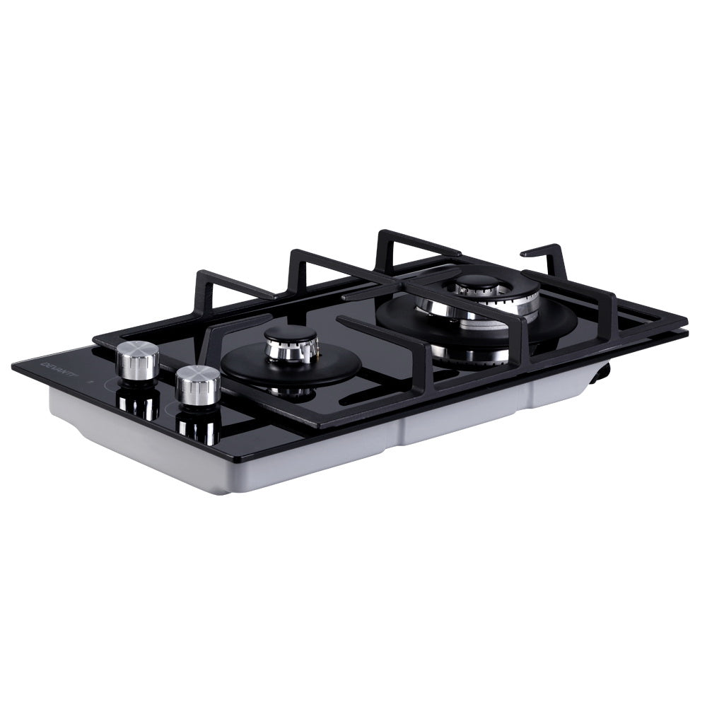 Cooktops & Stoves: Devanti Gas Cooktop 30cm 2 Burner Black