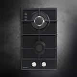 Cooktops & Stoves: Devanti Gas Cooktop 30cm 2 Burner Built-in Stove Glass Cook Top NG LPG Wok Burner
