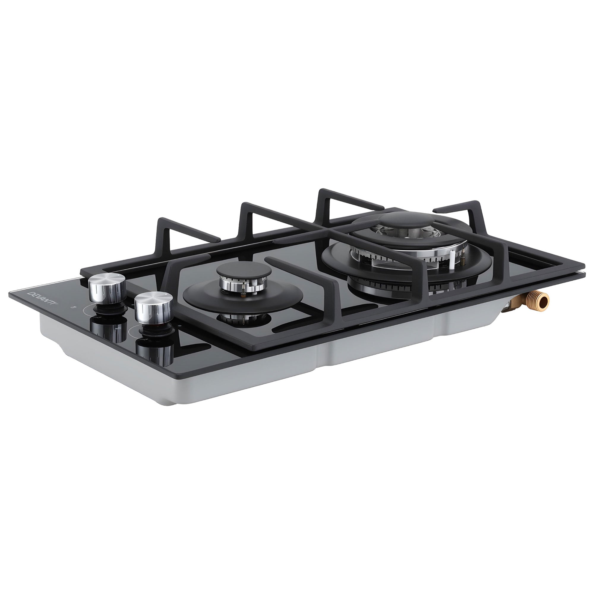 Cooktops & Stoves: Devanti Gas Cooktop 30cm 2 Burner Built-in Stove Glass Cook Top NG LPG Wok Burner