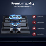 Cooktops & Stoves: Devanti Gas Cooktop 30cm 2 Burner Built-in Stove Glass Cook Top NG LPG Wok Burner