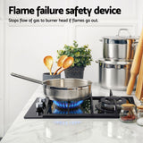 Cooktops & Stoves: Devanti Gas Cooktop 30cm 2 Burner Built-in Stove Glass Cook Top NG LPG Wok Burner