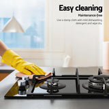 Cooktops & Stoves: Devanti Gas Cooktop 30cm 2 Burner Built-in Stove Glass Cook Top NG LPG Wok Burner