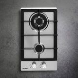 Devanti Gas Cooktop 30cm 2 Burner Silver