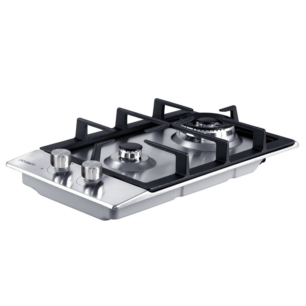Cooktops & Stoves: Devanti Gas Cooktop 30cm 2 Burner Silvir