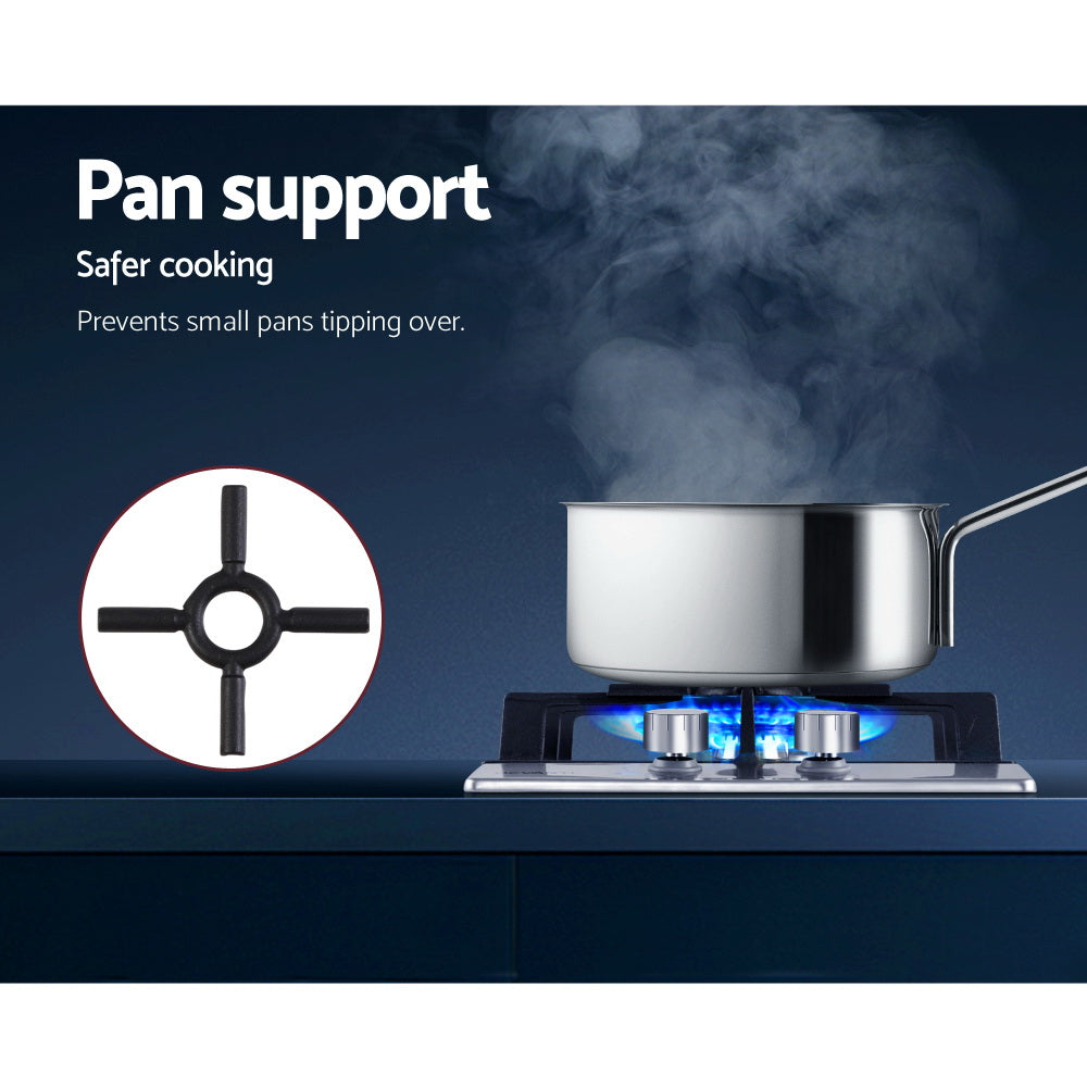 Cooktops & Stoves: Devanti Gas Cooktop 30cm 2 Burner Silvir
