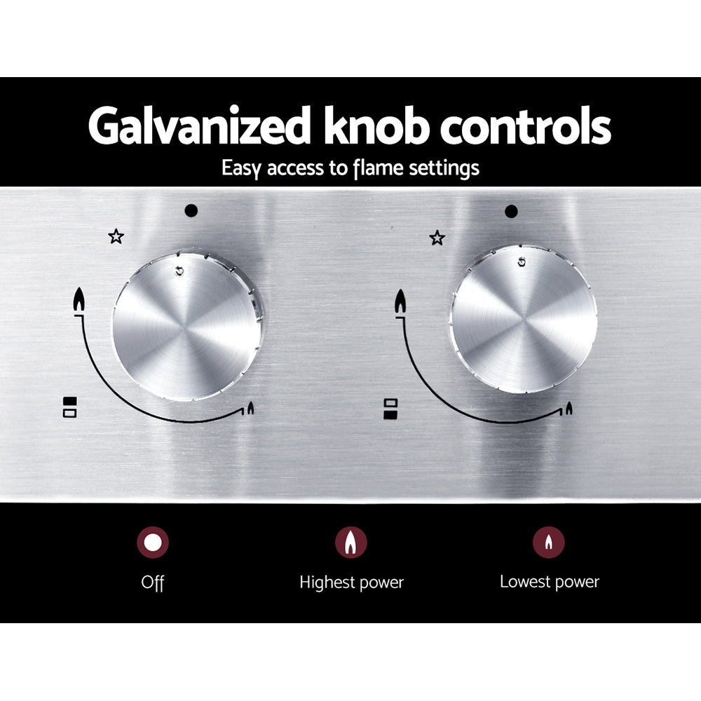 Cooktops & Stoves: Devanti Gas Cooktop 30cm 2 Burner Silvir