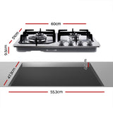 Devanti Gas Cooktop 60cm 4 Burner Silvir