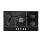 Devanti 90cm Gas Cooktop 5 Burner LPG NG Tempered Glass Hob Black