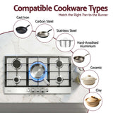 Devanti 90cm Gas Cooktop 5 Burner LPG NG Stainless Steel Hob Silver