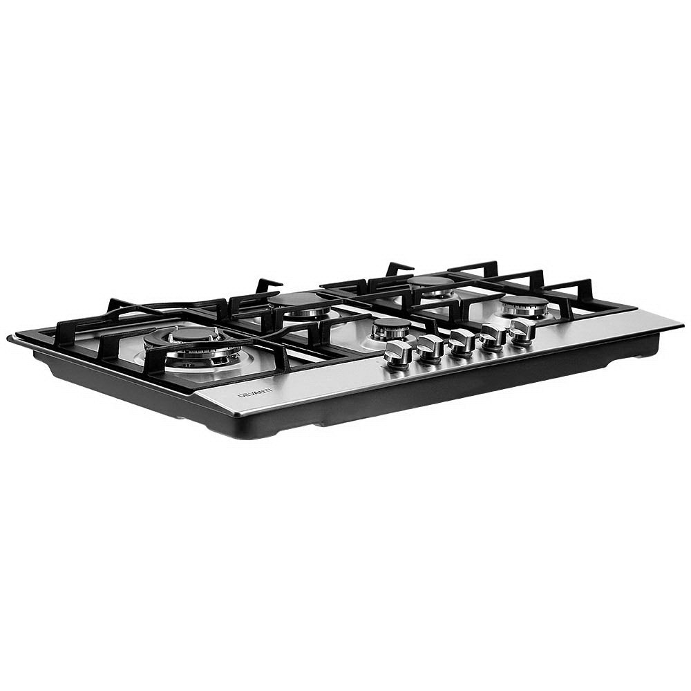 Cooktops & Stoves: Devanti Gas Cooktop 90cm 5 Burner Silvir