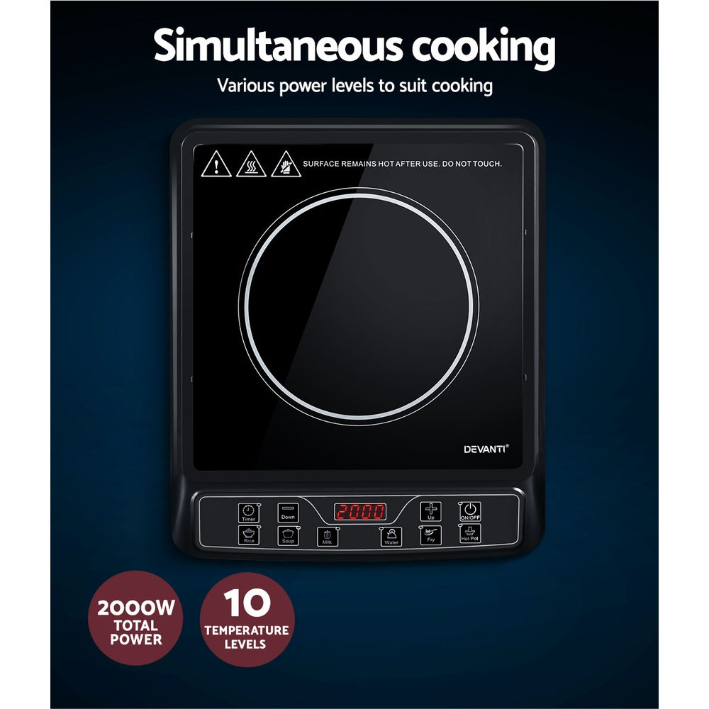Cooktops & Stoves: Devanti Induction Cooktop 30cm Portable Cooker