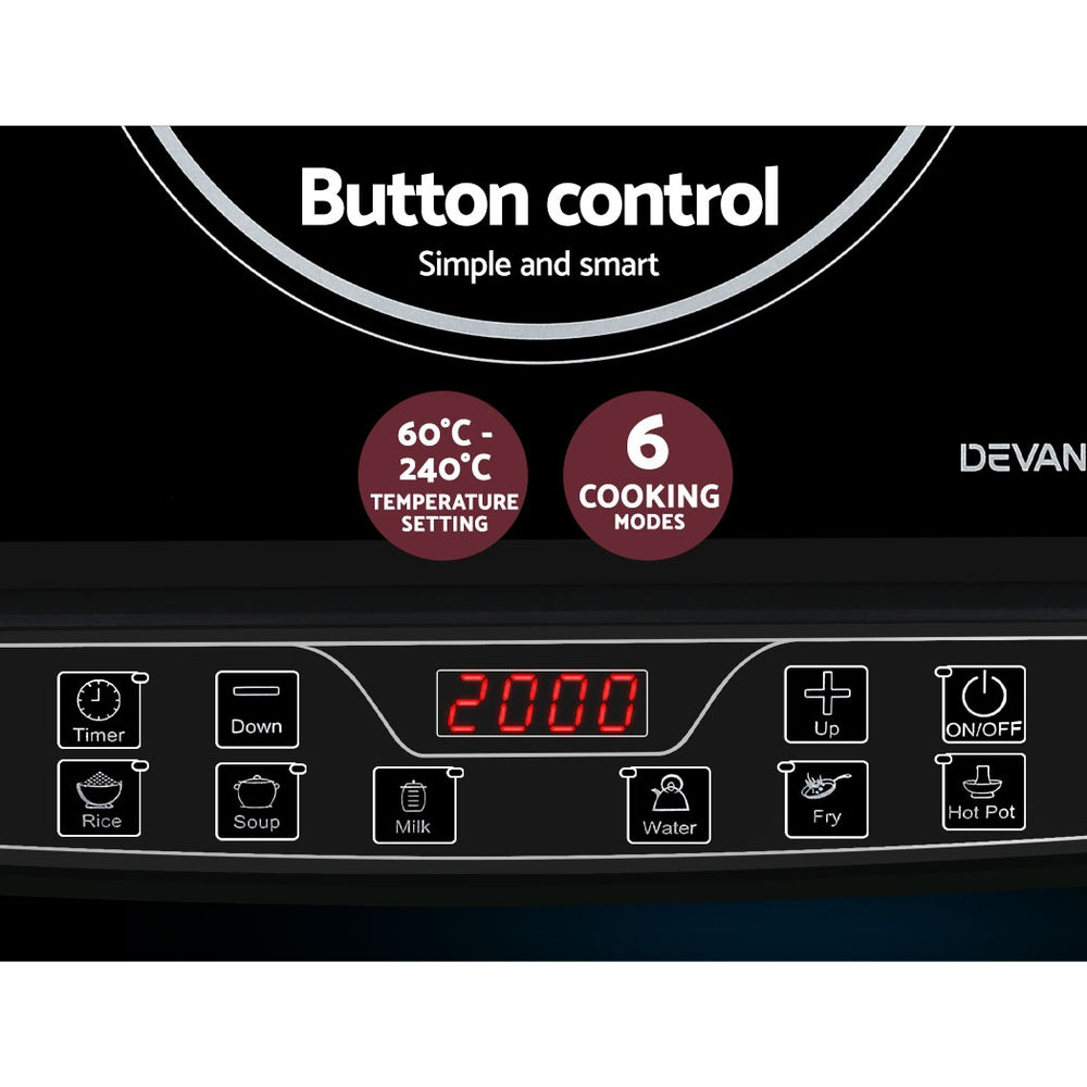 Cooktops & Stoves: Devanti Induction Cooktop 30cm Portable Cooker