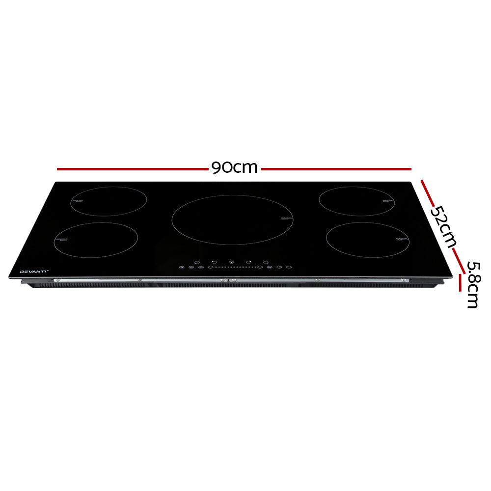 Cooktops & Stoves: Devanti Induction Cooktop 90cm Electric Cooker