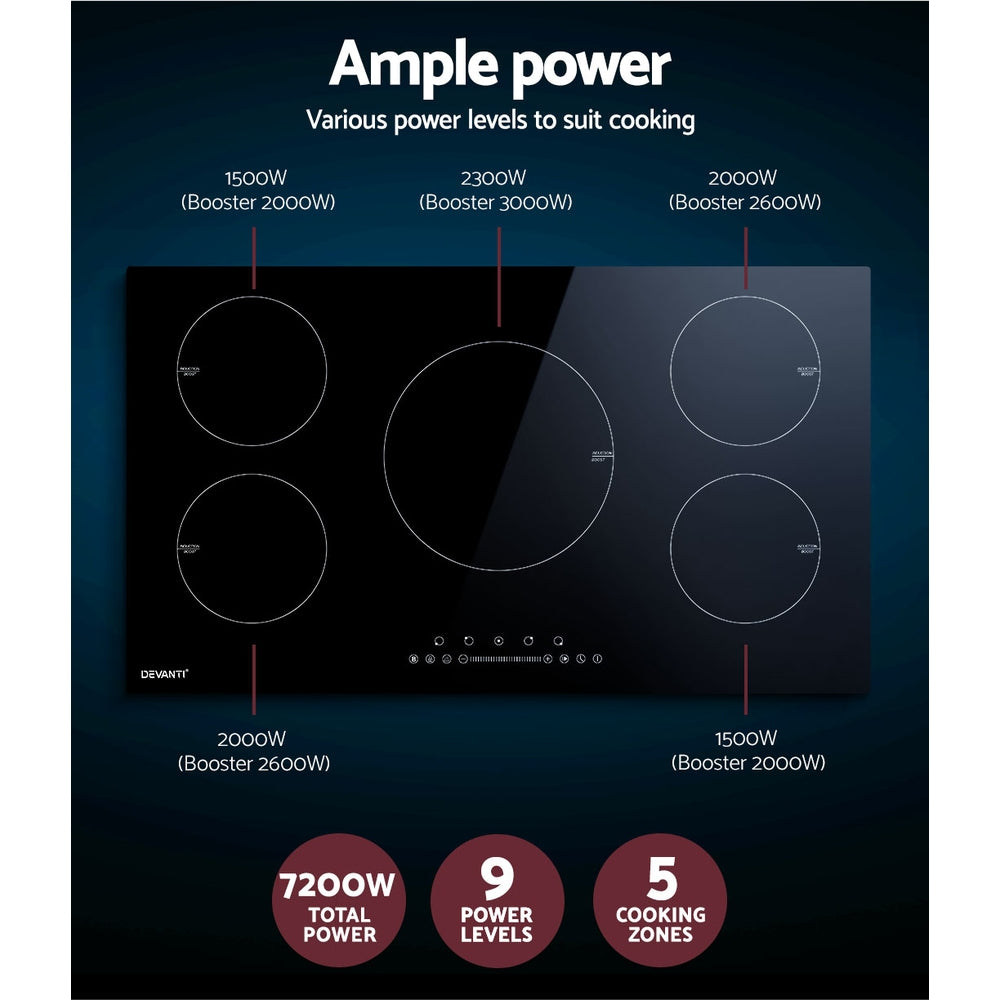 Cooktops & Stoves: Devanti Induction Cooktop 90cm Electric Cooker