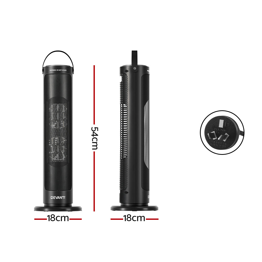 Electric Heaters: Devanti Ceramic Tower Heater 2000W