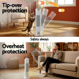 Electric Heaters: Devanti 2000W Ceramic Tower Heater Space Heaters Oscillating Indoor White