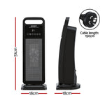 Electric Heaters: Devanti 2000W Ceramic Tower Heater Space Heaters Indoor Oscillating Black
