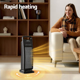 Electric Heaters: Devanti 2000W Ceramic Tower Heater Space Heaters Indoor Oscillating Black