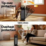 Electric Heaters: Devanti 2000W Ceramic Tower Heater Space Heaters Indoor Oscillating Black