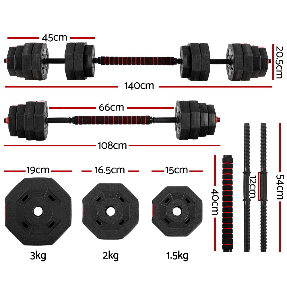 Free Weights: Everfit 40kg Dumbbells Barbell Set Adjustable Dumbbell Weight Lifting
