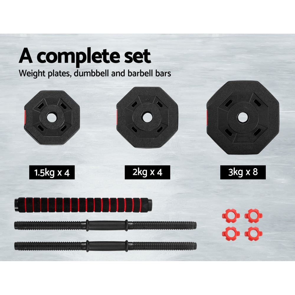 Free Weights: Everfit 40kg Dumbbells Barbell Set Adjustable Dumbbell Weight Lifting