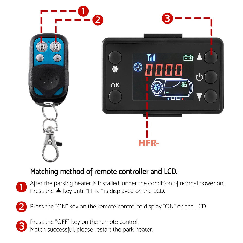 Camping Appliances: 5KW Portable Diesel Air Heater Remote Control LCD Display Quick Heat Car RV Bus Boat