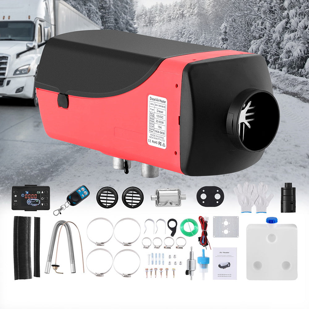 Camping Appliances: 5KW Portable Diesel Air Heater Remote Control LCD Display Quick Heat Car RV Bus Boat