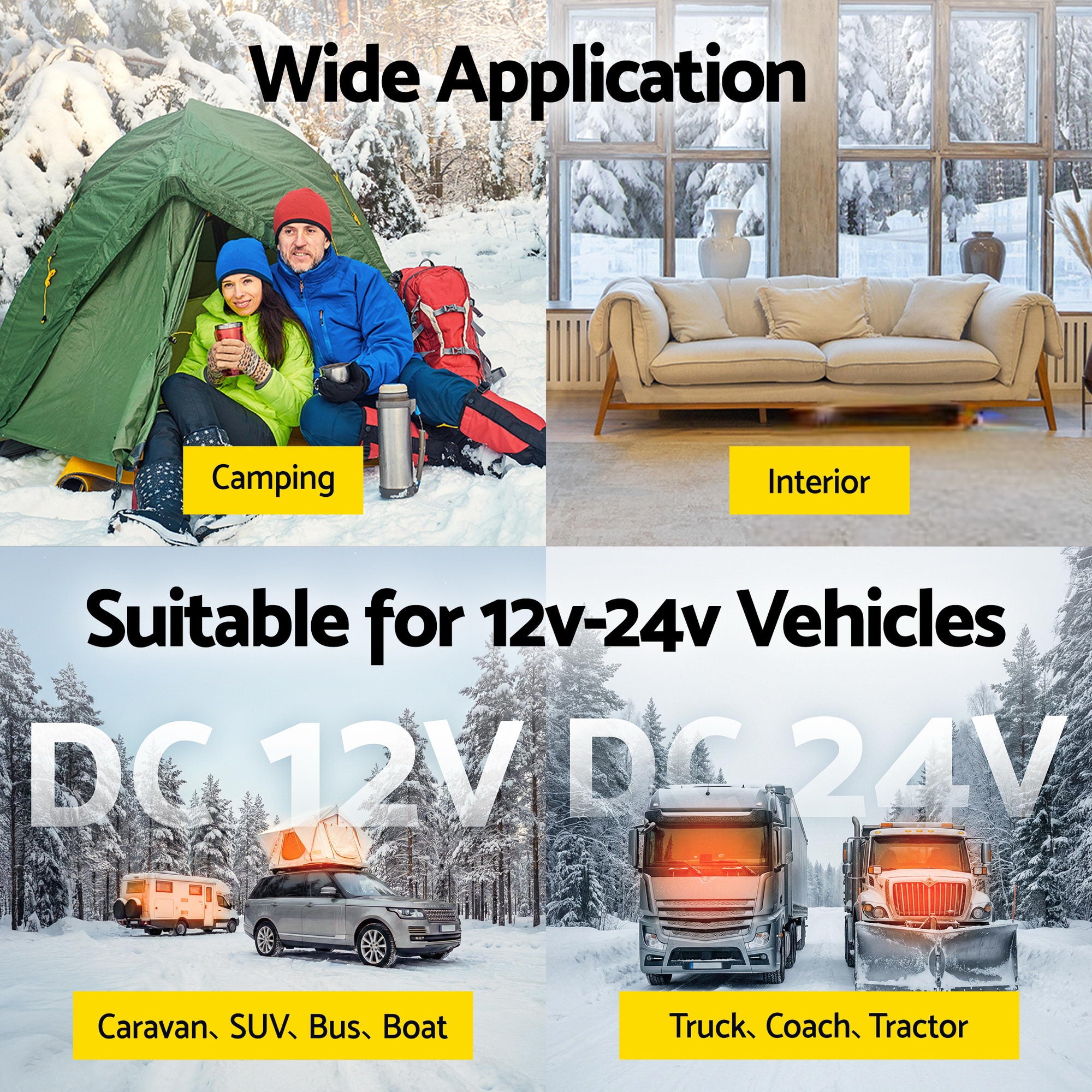 Giantz Diesel Air Heater 12-24V 2KW LCD Display Remote Control for Car Bus RV Indoor Black